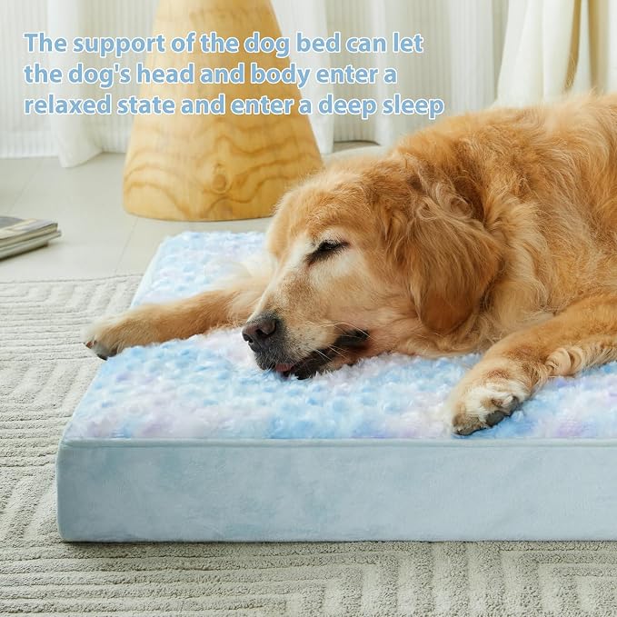 WNPETHOME Orthopedic Large Dog Bed, Extra Large Waterproof Dog Bed with Removable Washable Cover & Anti-Slip Bottom,Egg Crate Foam Pet Bed Mat,Soft Rose Plush Pet Crate Mat - Image 2