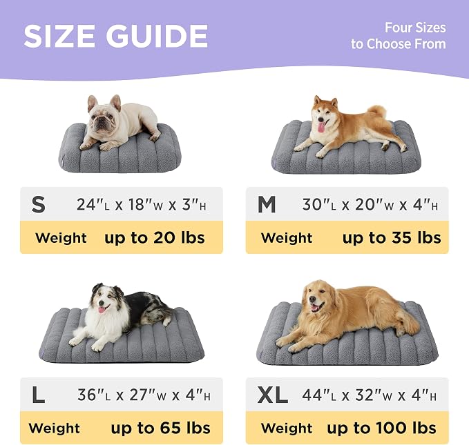 LE SURE Cute Orthopedic Dog Bed Medium Size Dog, Waterproof Chic Flat Pet Beds with Removable Washable Cover, Fuzzy Thick Egg Crate Foam Pet Mat for Indoor Use (30" x 20", Grey) - Image 6