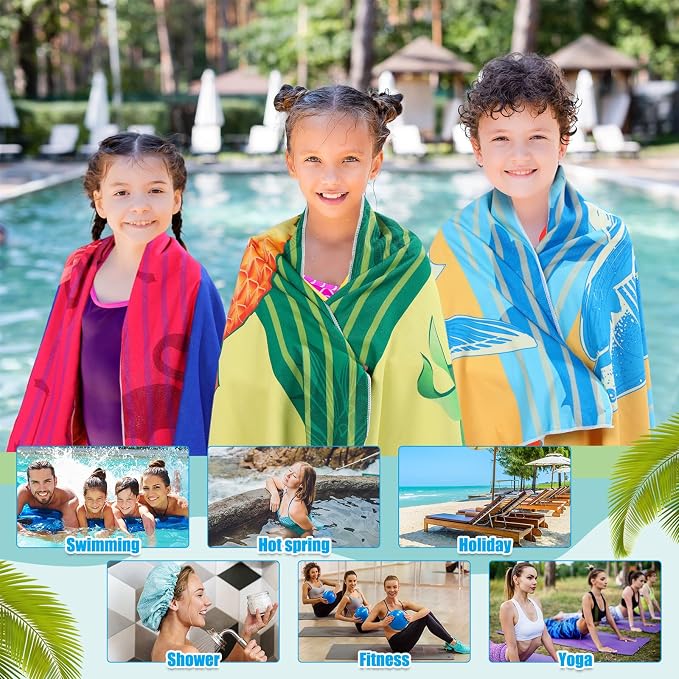 12 Pcs Oversized Microfiber Beach Towels Set 30 x 60 Extra Large Fiber Swim Pool Towel Absorbent Bath Blanket for Travel Vacation Accessories Gift Spa Soft Lightweight (Summer) - Image 6
