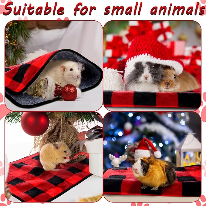 Reginary 4 Pcs Waterproof Guinea Pig Blankets Washable Small Animal Fleece Bedding Absorbent Guinea Pig Cage Liners Reusable Training Pee Pad Pet Sleep Mat for Hamster(Plaid,24 x 16 Inch) - Image 6