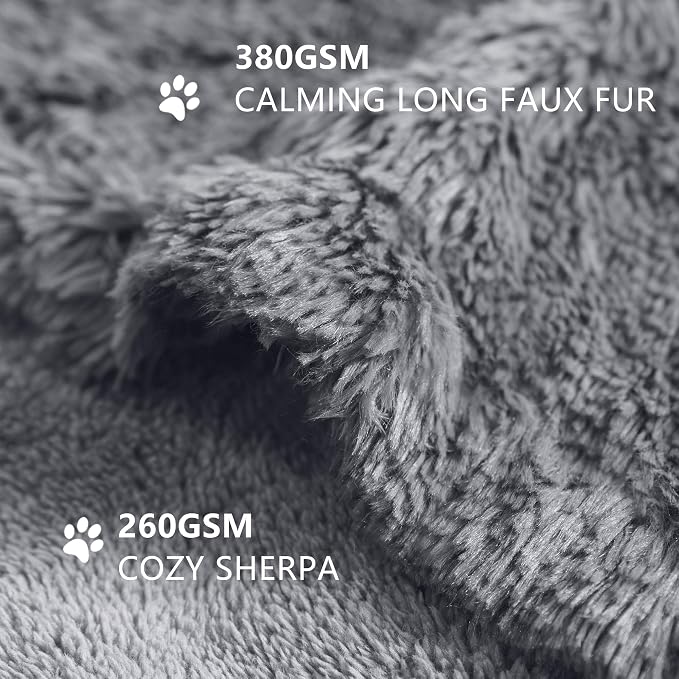 gogobunny Waterproof Dog Blanket for Couch & Furniture Protection - Super Soft Reversible Throw for Large Dogs & Cats, Calming Washable Fur & Sherpa Pet Blanket (25x35 Inch, Light Grey) - Image 3