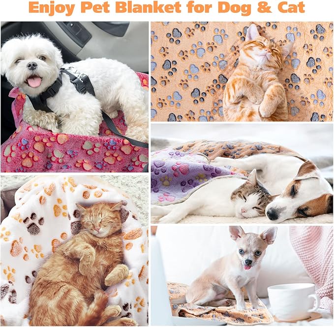 Chumia 40 Pcs Dog Blankets Soft Fluffy Fleece Washable Puppy Sleep Blankets Small Mat for Pets Throw Warm Bed Mat for Dog Puppy Cat (Pink,White,Brown,Purple,Paw) - Image 6
