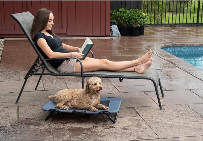 Pet Gear Lifestyle Pet Cot Elevated Bed, No Assembly Required, Premium Tear Resistant Cooling Mesh, Indoor & Outdoor, Lightweight & Portable, 30 Inch, NEW Lake Blue - Image 5