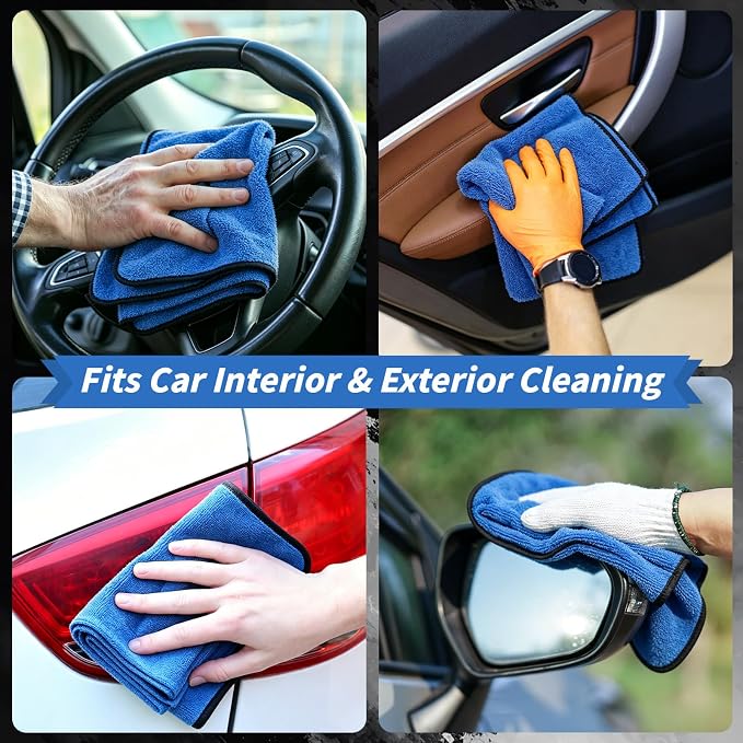20 Pack Microfiber Towels for Cars, 24" x 16" Dual-Sided Car Drying Towel | 400 GSM Highly Absorbent, Lint-Free Microfiber Cleaning Cloths for Scratch-Free Drying, Detailing, Buffing, Polishing Cars - Image 6
