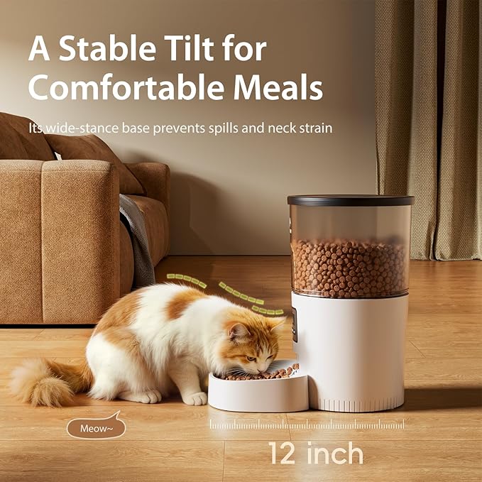 IMIPAW Automatic Cat Feeders, Timed Cat Dry Food Dispenser with Desiccant Bag, Dual Power Supply, Programmable Portion Size, 6 Meals, 20 Portions Per Day, Auto Pet Feeder for Cats and Small Dog, White - Image 3
