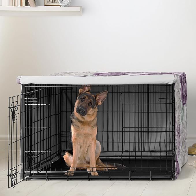 Sweet Jojo Designs 48in. Large Dog Crate Cover (Purple Boho Floral) for Girls Pet Cage, Kennel Covers (Shabby Chic, Bohemian, Vintage, Garden, Watercolor, Flower, Nature, Elegant, Pastel, Lavender) - Image 2