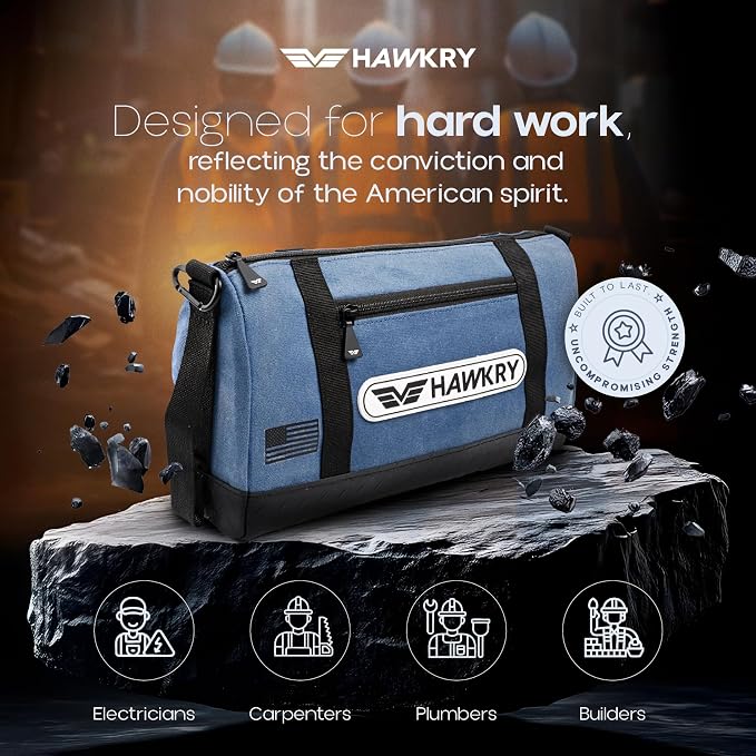 HAWKRY Heavy Duty Canvas Tool Bag – Waterproof Canvas Zipper Pouch, Garden Tool Bag, Construction Bags Heavy Duty, Small Zipper Pouch, Motorcycle Tool, Multipurpose Fishing Bag - Image 8