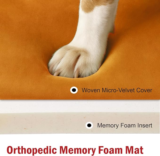 Majestic Pet Orthopedic Memory Foam Dog Crate Mat - Plush Pet Bed Pad for Crates & Kennels | USA Crafted | 42"x26" Villa Orange - Image 5