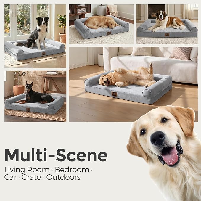 Sytopia XL Dog Bed for Large Dogs, 42" Orthopedic Egg Crate Foam Dog Crate Bed with Waterproof Removable Washable Cover, Non-Slip Supportive Pet Bed Mat for Extra Large Dogs, Grey - Image 5