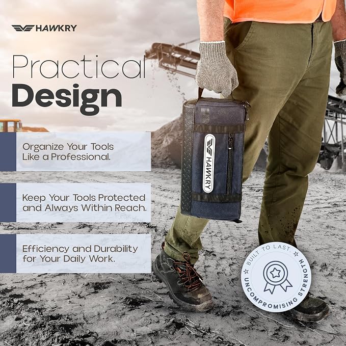 HAWKRY Heavy Duty Canvas Tool Bag – Waterproof Canvas Zipper Pouch, Garden Tool Bag, Construction Bags Heavy Duty, Small Zipper Pouch, Motorcycle Tool, Multipurpose Fishing Bag - Image 5