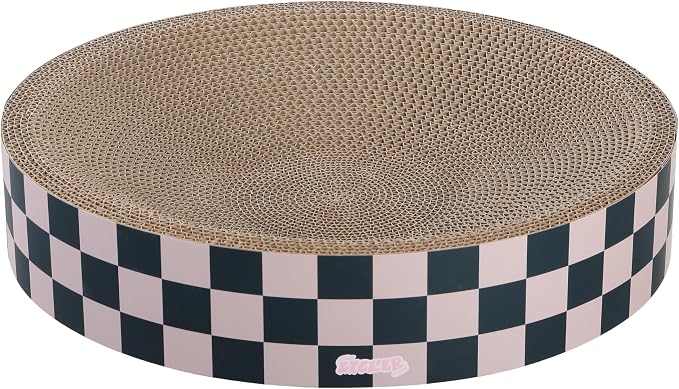 CSR1010C Nelson 20.13" Modern Cardboard Round Bowl Cat Scratcher with Catnip, Peony - Image 6
