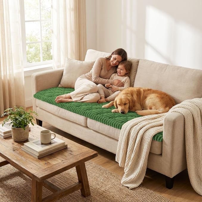 Smiry Couch Cover for Dogs Washable, Non Slip Fuzzy Pet Sofa Protector | Soft Thick Furniture Cover for Sofa, Loveseat and Sectional, Scratch & Pet Hair Resistant (Olive Green, 27.6" x 59") - Image 2