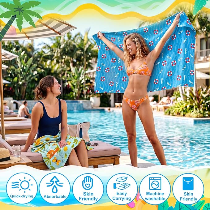 Peryiter 48 Pcs Microfiber Beach Towel with Bags Bulk, 24 Large Quick Dry Pool Towels and 24 Storage Bags, 28 x 55 Inch Ocean Blanket for Beach Swimming Summer Party Camping Travel Women - Image 3