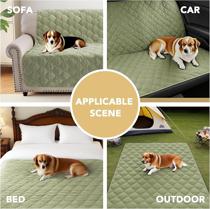 H.VERSAILTEX Couch Cover Chenille Pet Fuzzy Sofa Covers for 3 Cushion Couch and Bed Anti Slip Washable Sofa Slipcovers Soft Couch Protector Cover for Dogs Cats Kids(52" x 82", Tender Green) - Image 5