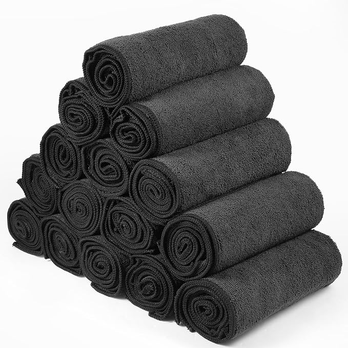 Shimeyao 24 Pack Bleach Proof Towels Microfiber Absorbent Resistant Hair Hand Towels Bulk Quick Dry for Barber Gym Bath Spa Shaving (Black,16 x 29 Inch) - Image 4