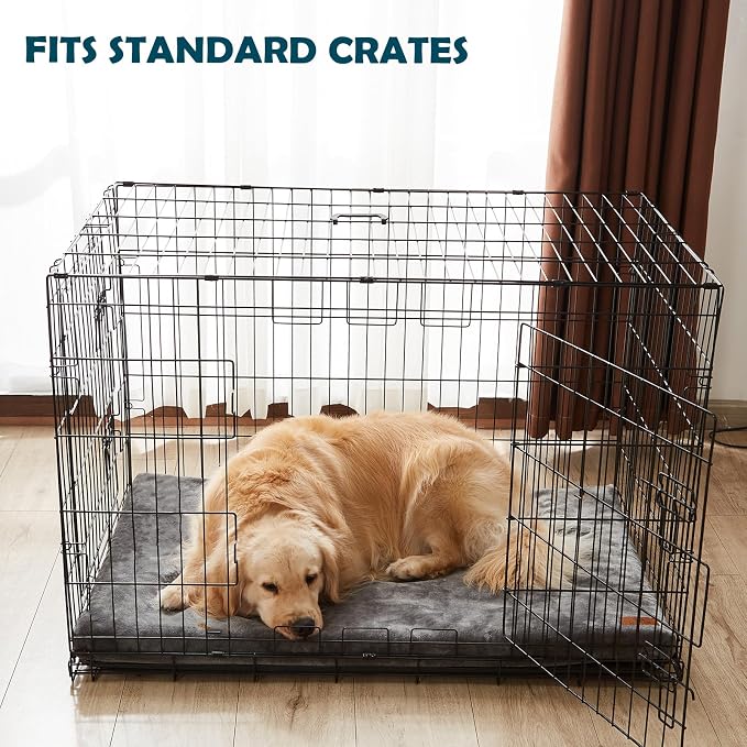 LIORCE Dog Crate Pad - Extra Large Dog Beds with Removable Washable Cover and Waterproof Lining - XXL Memory Foam Pet Bed for Crate - Reversible Kennel Mat (Cool & Warm), 48-inch, Grey - Image 4