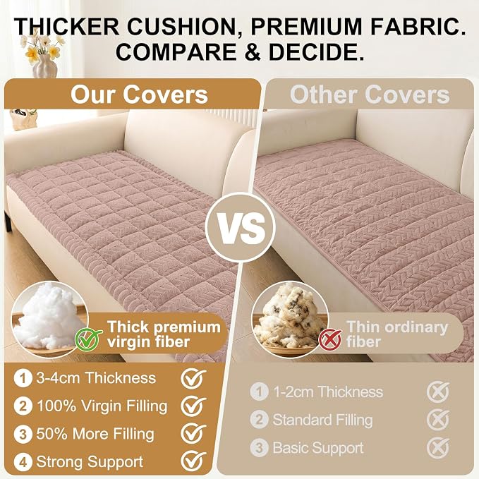 Smiry Couch Cover for Dogs, Non Slip Fuzzy Pet Sofa Covers Washable | Sofa Slipcovers for 3 Cushion Couch, Soft Thick Furniture Protector for Cats Dogs, Against Fur, Dirt, Scratch (27.6"x95") - Image 5