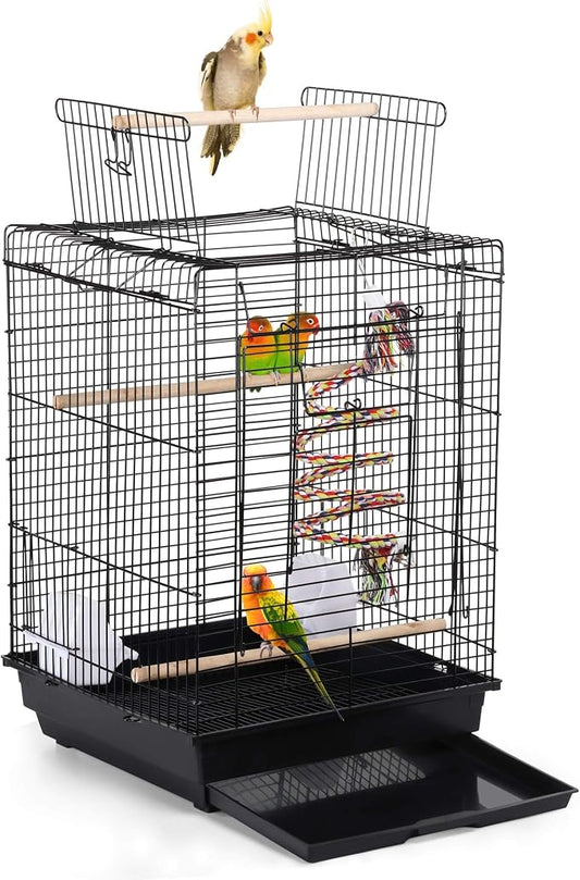Yaheetech Open Play Top Travel Bird Cage for Conure Sun Parakeet Green Cheek Conure Lovebird Budgie Finch Canary, Small-Size Travel Portable by Unknown