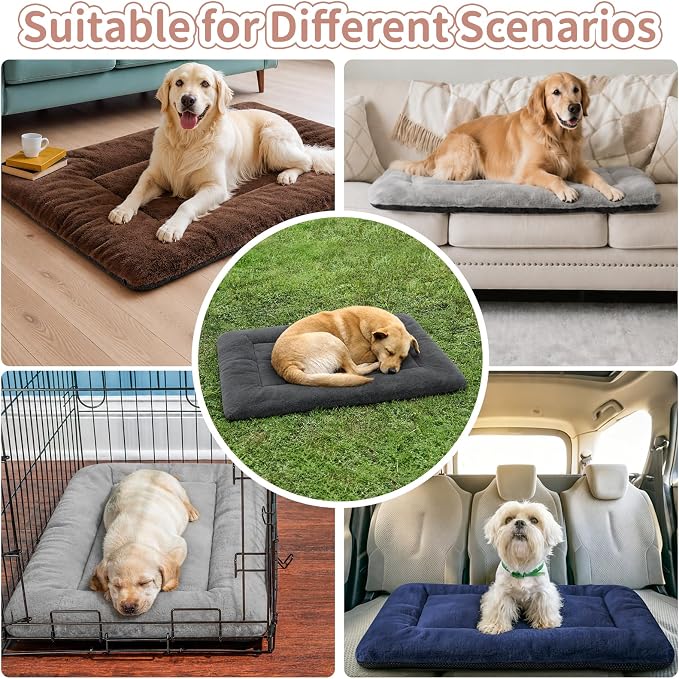 Washable Dog Bed for Crate, Ultra Soft Plush Dog Crate Pad for Medium to Large Dogs, Non Slip Cushion for Metal Crates, Indoor or Travel, 36 x 23 Inch, Gray - Image 6