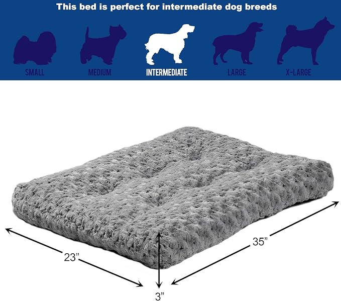 MidWest Homes for Pets Intermediate QuietTime Deluxe Gray Ombré Swirl Plush Pet Bed, Machine Washable, Non-Skid Bottom, Soft Crate Mat for 36-inch Crates - Image 4