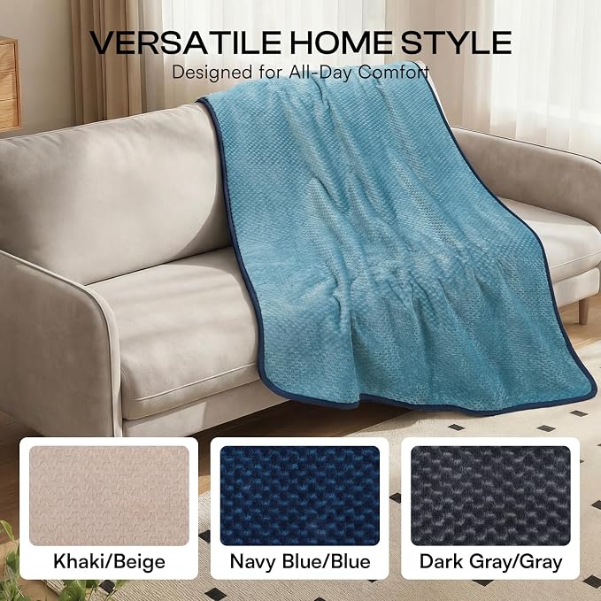 Luciphia Waterproof Blanket for Large Dog Ultra-Soft & Calming Pet Throw Reversible Warm Fleece Durable Furniture Crate Couch Bed Cover Protector Machine Washable Leakproof Blue L (65''x57'') - Image 4