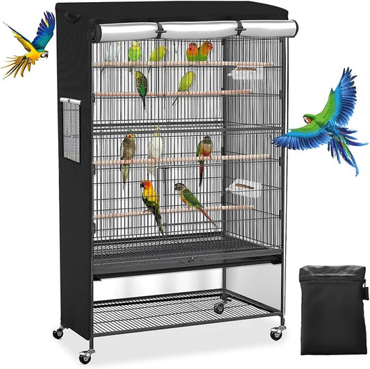 Roasivi Universal Large Birdcage Cover Black Out and Breathable Cages Cover for Parrots and Other Small Animals Durable Waterproofing Washable Material 31" L x 21" W x 53" H Black by Unknown