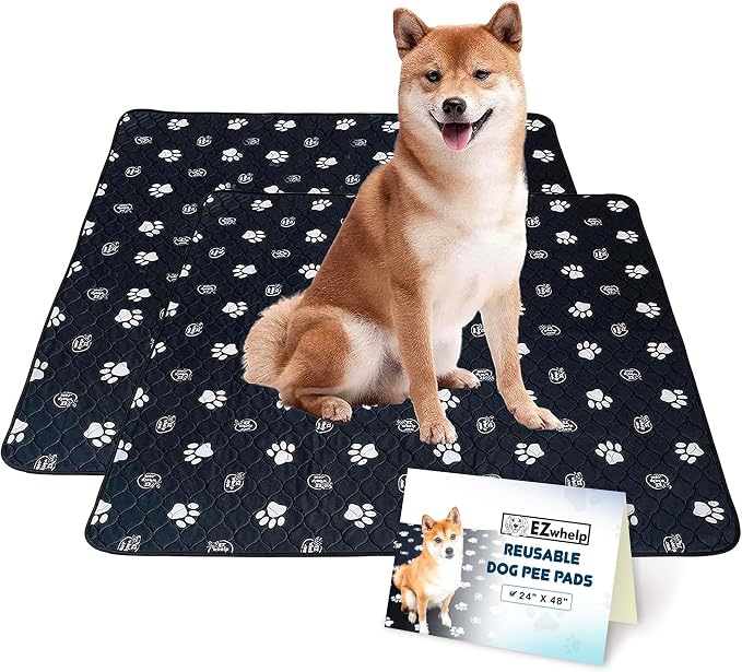 EZwhelp Reusable Dog Pee Pads, Washable Waterproof Mats for Dog Potty Training or Whelping Pads, 24x48 Inch, 2 Pack by EZwhelp