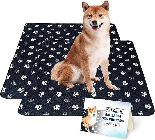 EZwhelp Reusable Dog Pee Pads, Washable Waterproof Mats for Dog Potty Training or Whelping Pads, 24x48 Inch, 2 Pack by EZwhelp