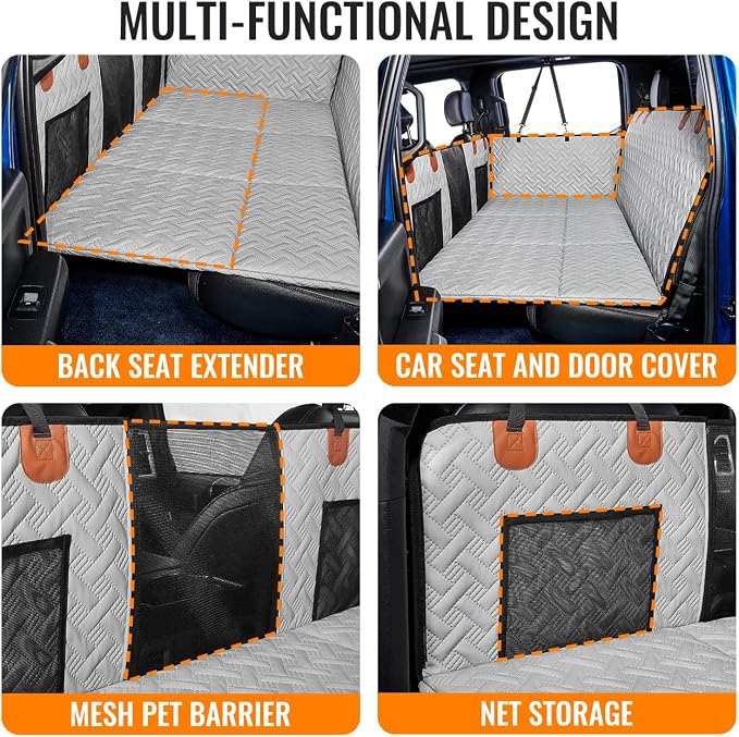 MAXFUT Dog Back Seat Extender for Truck,Dog Seat Cover Back Seat,Dogs Hammock,Hard Bottom Backseat Extender for Pet,Pet Seat Cover for F150/RAM1500/Silverado - Image 5