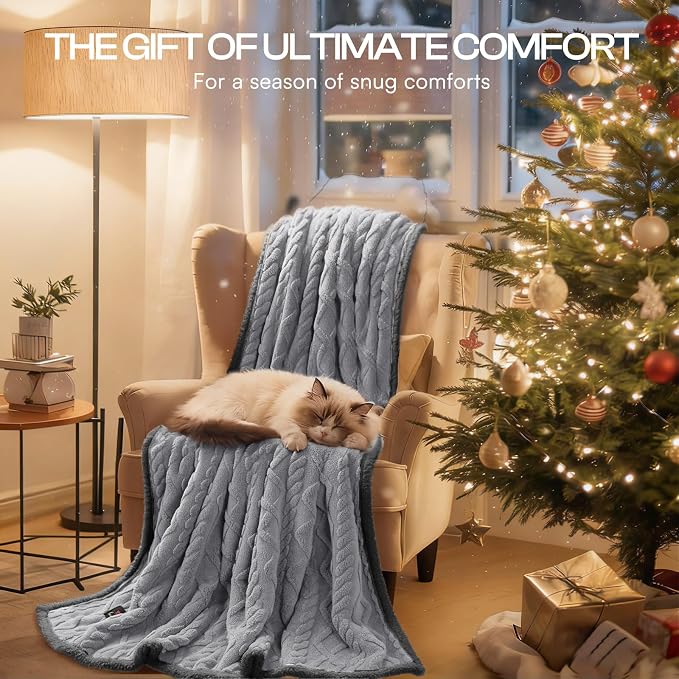 Luciphia Waterproof Blanket for King Bed Reversible Fleece Couch Cover | Reversible waterproof pet blanket with soft Sherpa fleece machine washable protect couch bed car, Light Grey 100" x 82" - Image 8