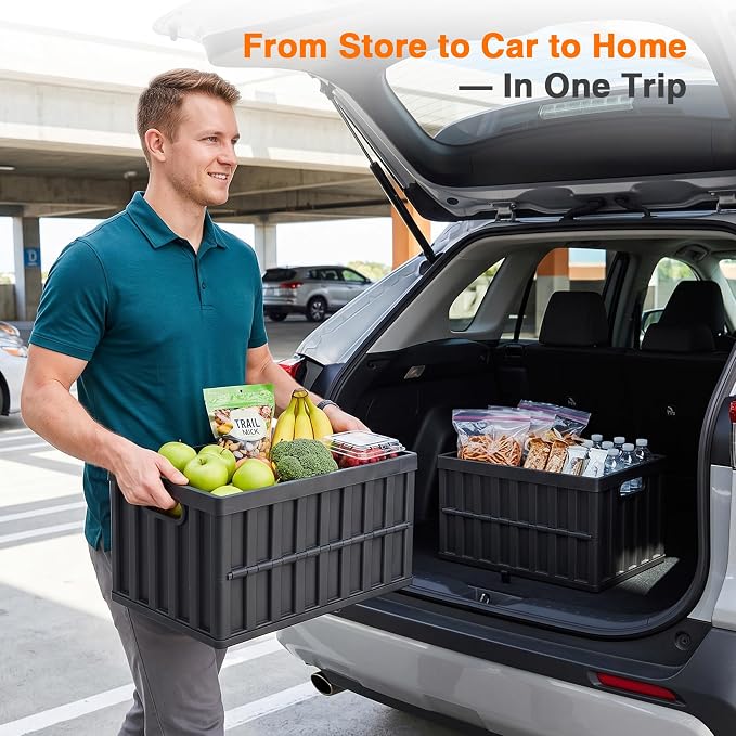 Citylife 64L Collapsible Storage Bins with Lids Plastic Storage Containers for Organizing Stackable Storage Box Large Heavy Duty Utility Crates, 2 Packs - Image 8