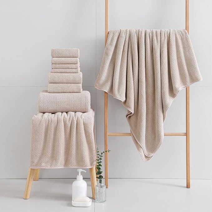 18 Piece Microfiber Bath Towels Set - 6 Bath Sheets,6 Hand Towels And 6 Washcloths,Soft Family Towels,Highly Absorbent Bathroom Towel,Quick Dry Shower Towel Luxury Towels For Hotel Spa Dorm-Camel - Image 4