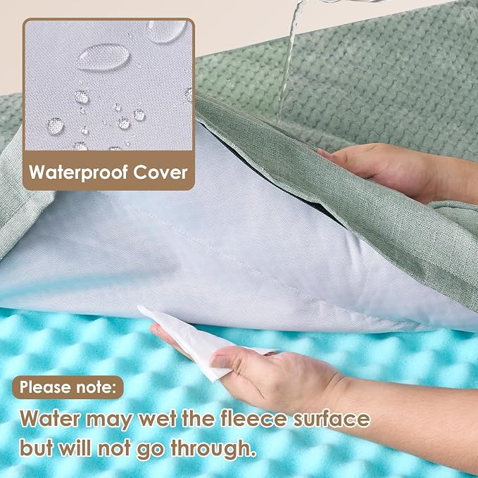 EHEYCIGA XXL Dog Bed Memory Foam, Orthopedic Giant Dog Bed Jumbo with Washable Removable Cover, Waterproof Pet Sofa Couch with Nonskid Bottom, 48x35x7.5, Greyish Green - Image 3