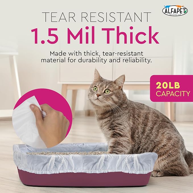 Alfapet Cat litter box liners, Elastic bags liners, 20 Count For Large, X-Large, Giant, Extra-Giant Size litterbox- With Sta-Put Technology for Firm, Easy Fit- Quick + Clever Waste Cleaners, Pack of 2 - Image 4