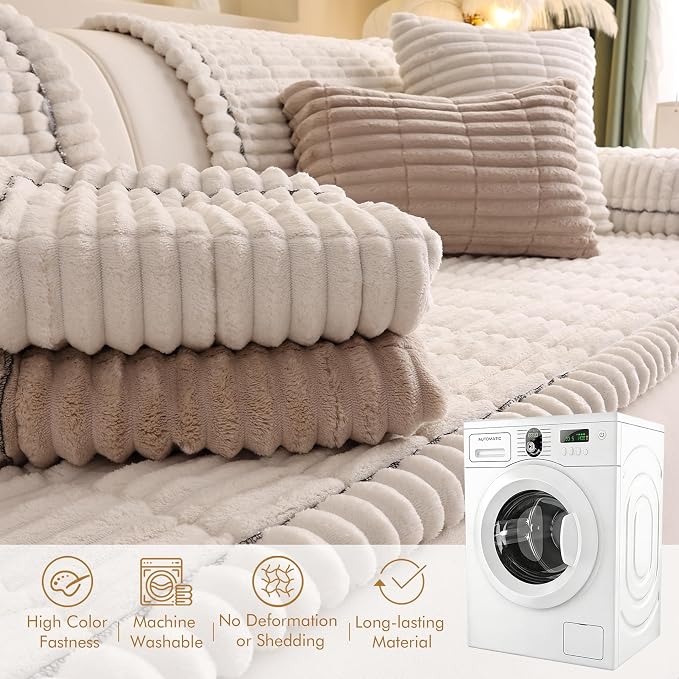 Couch Cover for Sofa, Sectional Couch Cover for Dogs, Sofa Cover Washable, Cushion Cover Blanket Pad Bed Mat for Pets, Fleece Furniture Protector, White, 23.6x23.6in - Image 4