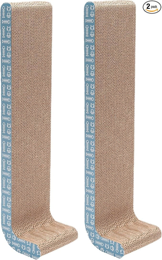 Furhaven 2-Pack Scratching Boards w/ Catnip & Wall-Mounting Hooks for Indoor Cats, Reversible - Wall-Mounted Corrugated Cat Scratchers - Seaglass, Standard/2-Pack by FurHaven