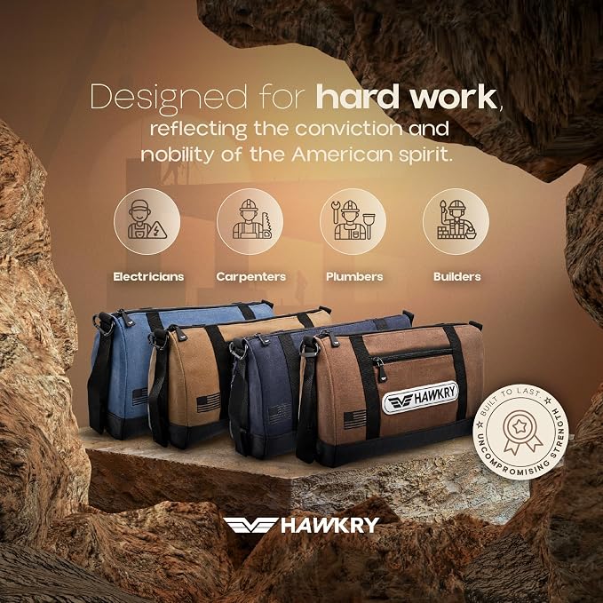 HAWKRY Canvas Tool Pouch Set (4 Pack) – Heavy Duty Tool Organizer Bags with Zipper, Durable Small Tool Bags for Electricians, Contractors, Mechanics and Hardware Storage - Image 8