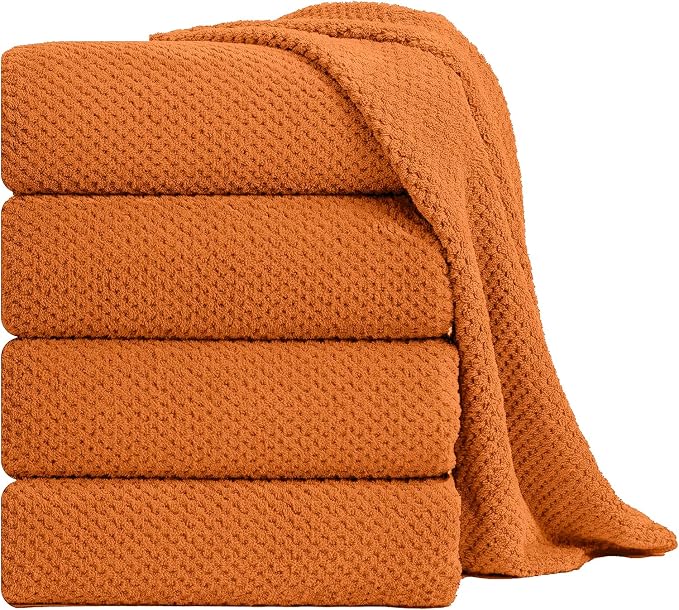 Smuge Extra Large Bath Towel Sheet Set 35x70 Inches - Oversized Highly Absorbent Towels Set,Jumbo Microfiber - Quick Dry, Lightweight,Super Soft for Bathroom,Hotel,SPA,Pack of 4 (Orange Red) by Smuge