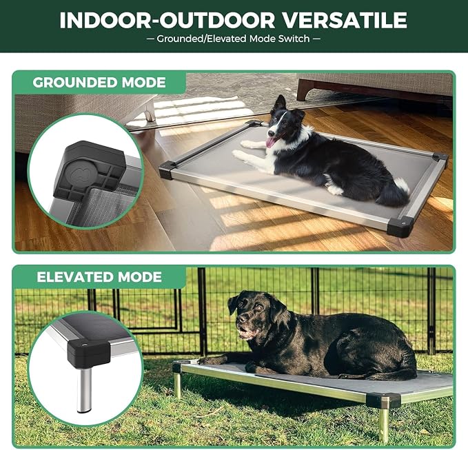 FXW TitanNest Chew-Proof Elevated Dog Bed, Raised Cot for Indoor/Outdoor/Camping Use, Durable & Washable Padded Pet Bed for Extra-Small Dogs, 29.0" L x 18.0" W x 4.5" H, Gray - Image 4