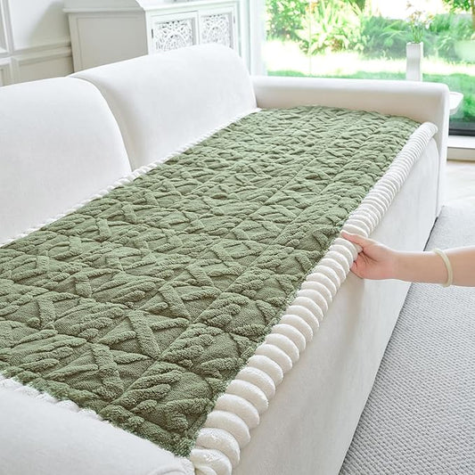 Fuzzy Couch Covers for Dogs, Non Slip Thick Dog Couch Cover Protector, Plush Pet Couch Covers for Sofa Washable, Soft Sofa Cushion Slipcovers Pet Friendly(1PC, Green, 27.6”x94.5”) by PJLZJFBY