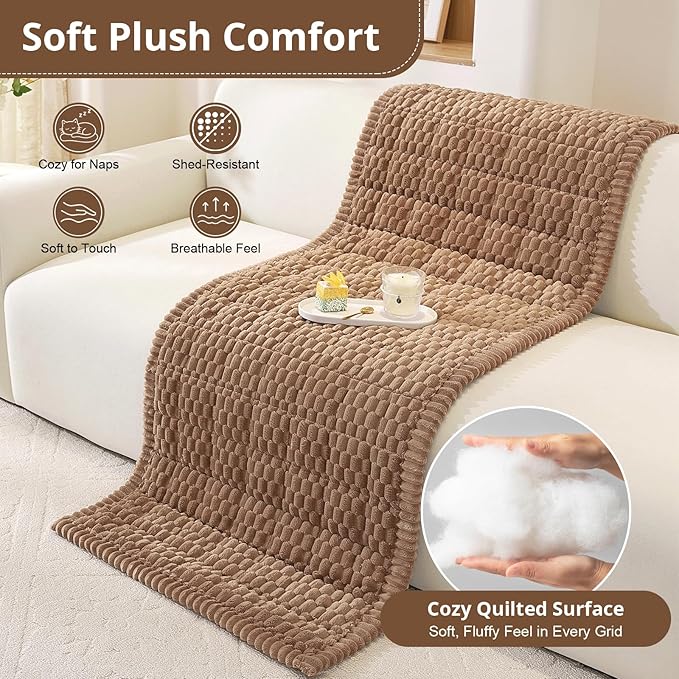 OstepDecor Couch Cover for Dogs, Washable Non Slip Sofa Cover for Pets, Soft Couch Covers for Sofa, Loveseat and Sectional, Furniture Protector Against Pet Hair & Scratches (35.4" x 94.5", Brown) - Image 6