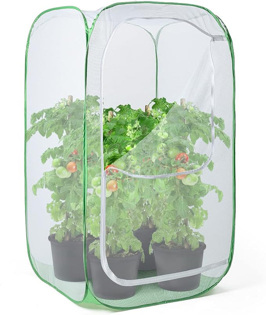 36" Outdoor Mesh Plant Enclosure, Plant Cover for Pests, Bird and Pest Protection Guard for Fruit, Vegetables, Flowers and Herbs Pop-Up Cage 24 x 24 x 36 Inches by RESTCLOUD
