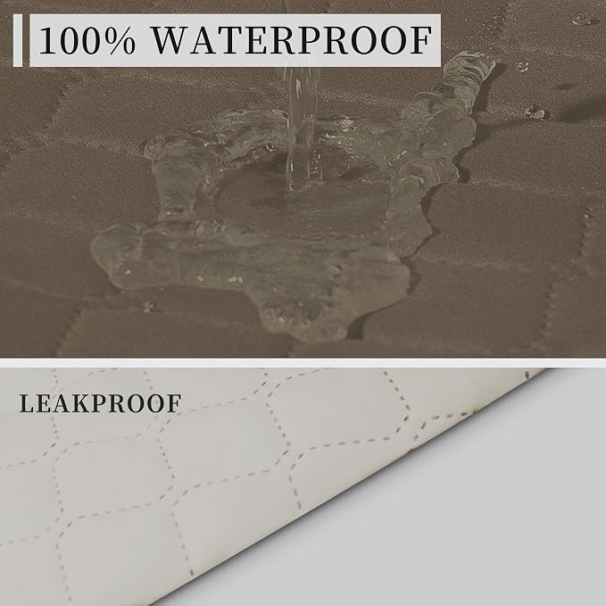 ISSUNTEX Double Protection 100% Waterproof Sofa Covers for Living Room, Reversible Couch Covers for 3 Cushion Couch Sofa, Furniture Protector Sofa Cover for Pets (X Large, Camel/Ivory) - Image 3