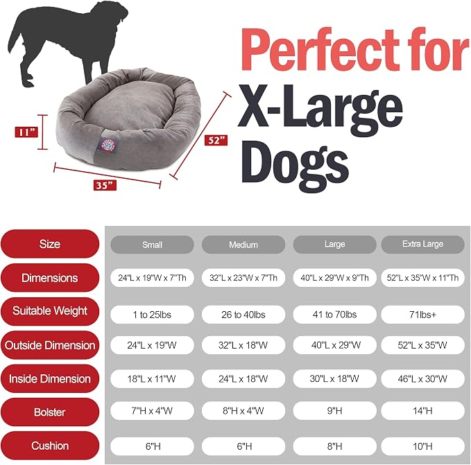 Majestic Pet 52 Inch Micro Velvet Calming Dog Bed Washable – Cozy Soft Round Dog Bed with Spine for Head Support - Fluffy Donut Puppy Mat 52x35x11 (inch) X- Large - Vintage (2025) - Image 3