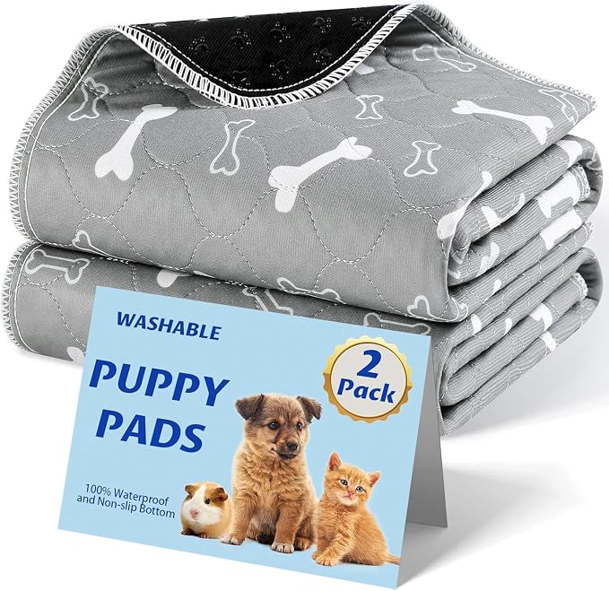 Reusable Puppy Pads , 2Pack Washable Pee Pads for Dogs, Super Absorbent Leakproof Dog Training Pads, Non-Slip Potty Pads for Floor, Crate, Couch, Whelping Pads Litter Mat Pet Supplies-24”x36” by Baodan