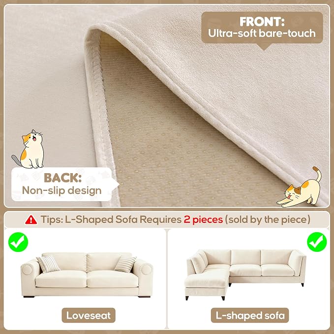 LOllON Cat Scratch Couch Cover Waterproof 134"x71" Non-Slip | Pet-Friendly Couch Protector, Anti-Scratch & Waterproof Sofa Cover For Cats Dogs Kids, Machine Washable - Image 5