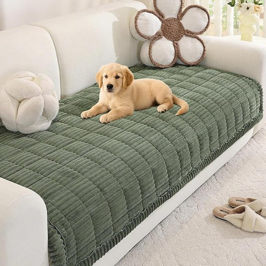 Royhom Couch Cover for Dogs Washable，Non Slip Sofa Protector for Pets | Durable & Easy Care, Soft Furniture Cover for Leather & Fabric Couches Against Claws, Spills & Fur, 35.4x70.9 Inch, Green by Royhom
