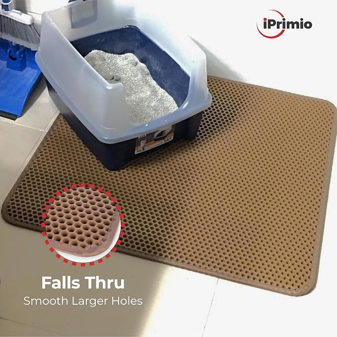 iPrimioJUMBO SIZE Cat Litter Trapper - EZ Clean (Brown/Tan) - 32 inches by 30 inches/Super BIG. Exclusive Water Proof Layer and Puppy Pad Option. Patent Pending. - Image 6