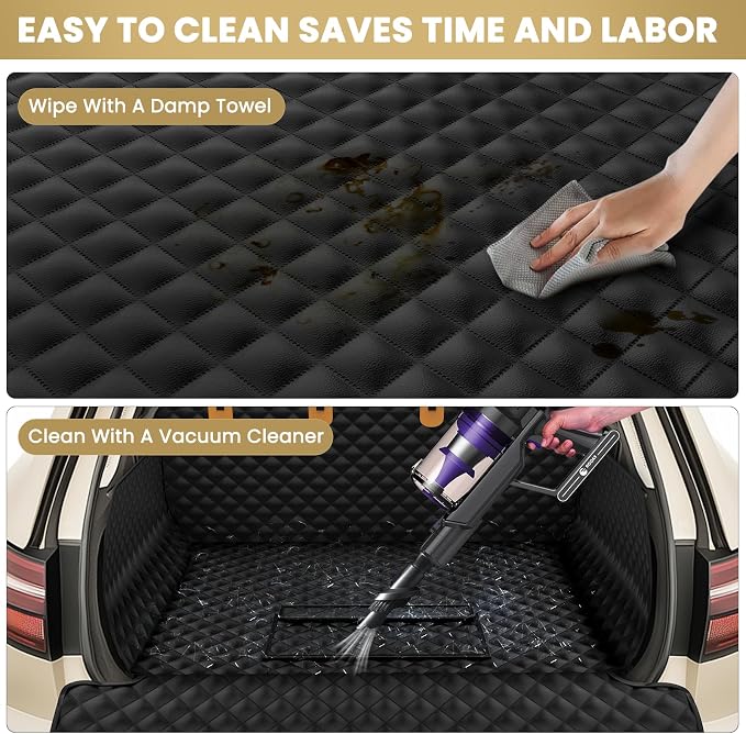Waterproof SUV Cargo Liner for Dogs - Pu Leather Pet Car Seat Cover Protector with Bumper Flap, Non-Slip Backseat Mat for SUVs, Sedans, Vans Trunk | Easy Clean, Scratch Resistant (Black, Extra Large) - Image 6
