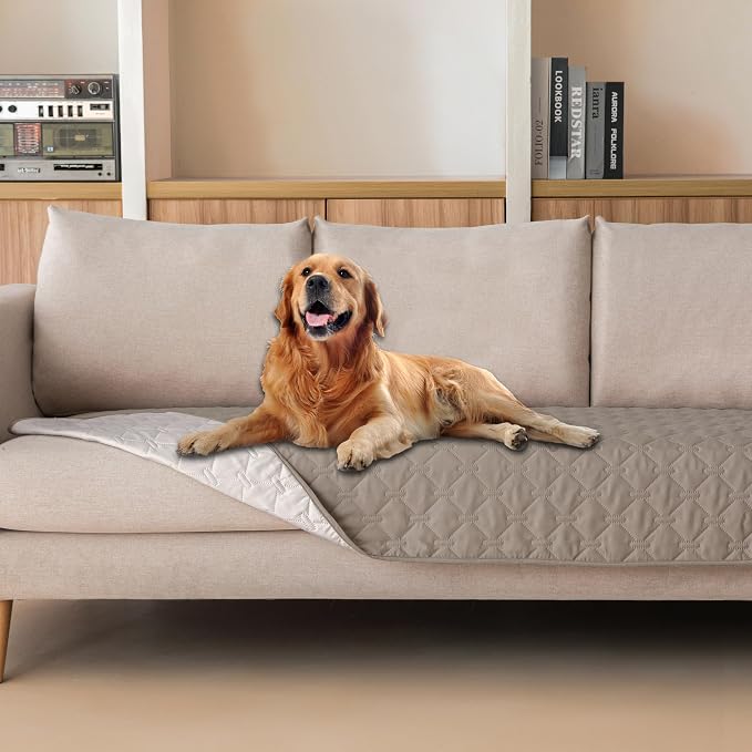 gogobunny 100% Double Sided Waterproof Dog Blanket Soft Pet Bed Cover Reversible Protect Furniture Couch Sofa Car for Puppy Cat Kids (Dark Stone/Light Stone, 30x80 Inch (Pack of 1)) by gogobunny